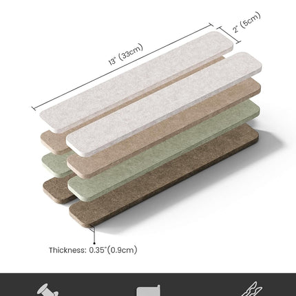 Cork Board Alternative Felt Strip Board 8-Pack, 13" x 2", Linen Dusk
