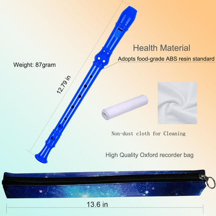 8 Hole Soprano Recorder with Cleaning Rod and Bag, Professional German Style C Key Recorder