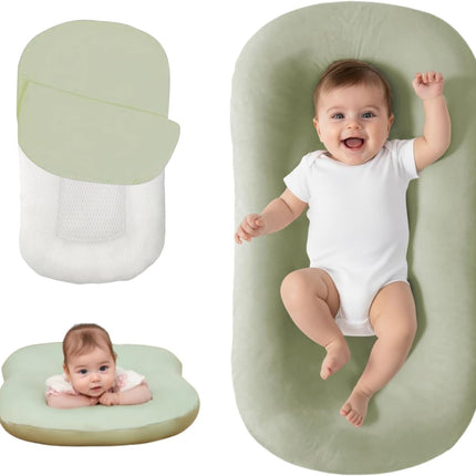 Green Organic Cotton Baby Lounger for Newborns 0-24 Months