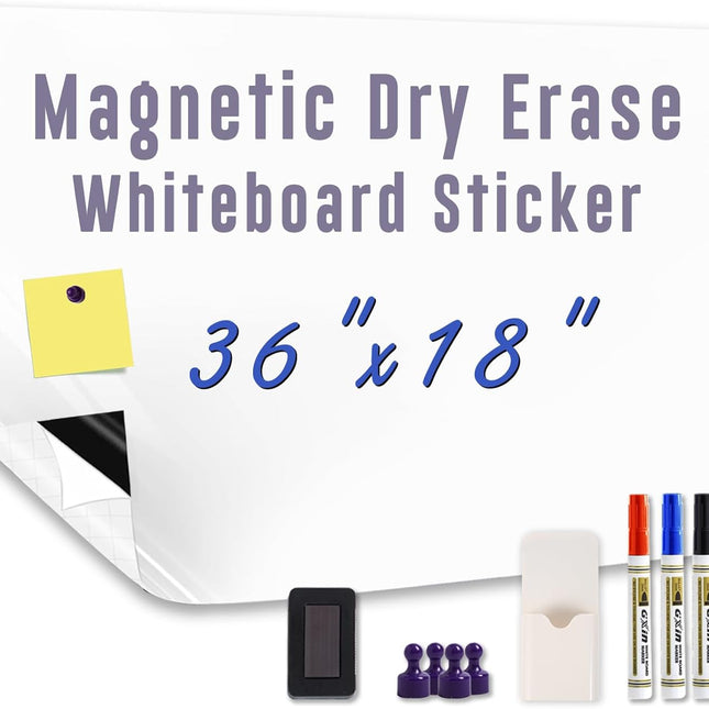 Magnetic Whiteboard Sticker with Adhesive Backing, 36 x 18 in.