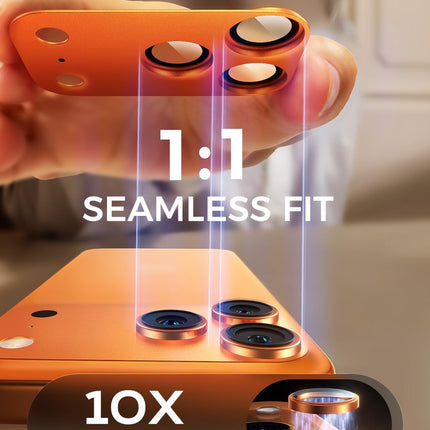 2 Pack Orange Full-Coverage Camera Lens Protector for 17 Pro Max
