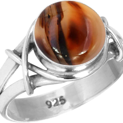 Multicolor Montana Agate 925 Sterling Silver Statement Ring - Size 9