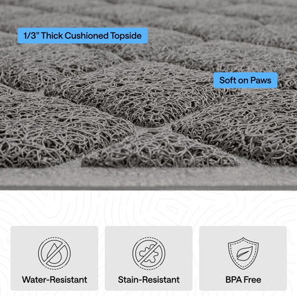Cat Litter Box Mat, Cushioned Coil Mesh, 24 x 17 in, Gray