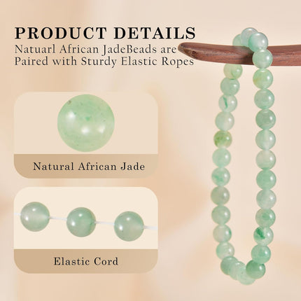 6mm African Jade Stretch Bracelet Gift Set