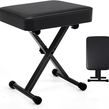 Adjustable Padded Keyboard Bench, Black