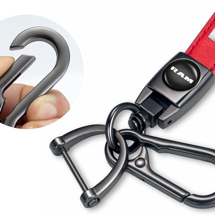 Red Genuine Leather Braided Car Keychain