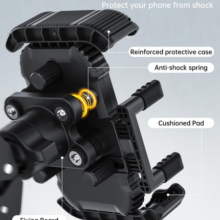 Shock-Absorbing Handlebar Phone Mount for Bikes, Scooters, and Motorcycles