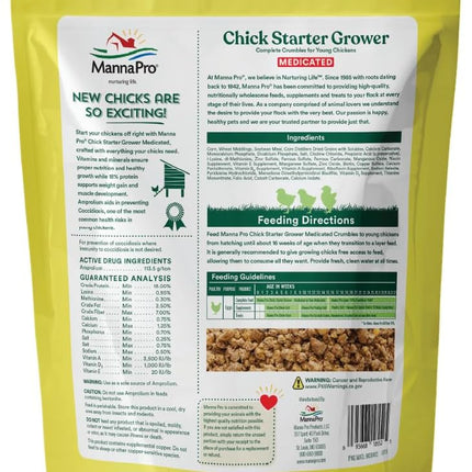 Medicated Chick Starter Grower Feed Crumbles with Amprolium, 5 lb Bag