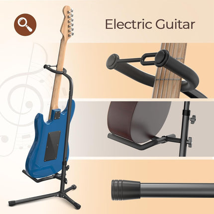Adjustable Folding Guitar Stand for Electric, Classical Guitars and Bass, Black