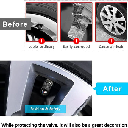 4-Pack Aluminum Alloy Tire Valve Stem Caps for BMW M Series