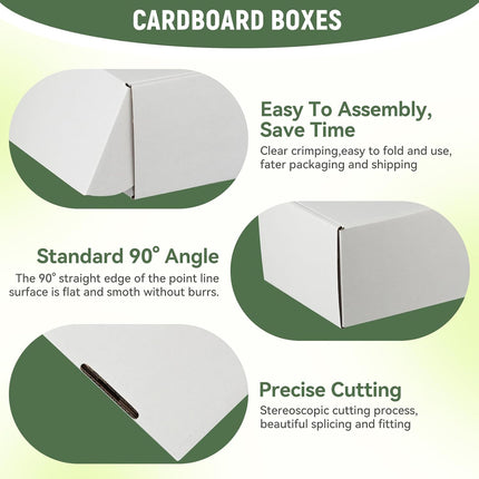 12"x9"x4" White Corrugated Shipping Boxes, Set of 5