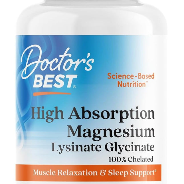 Doctor's Best Magnesium Glycinate 200mg 240 chelated tablets front bottle