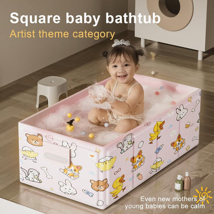 Foldable Baby Bathtub with Cute Animal Print