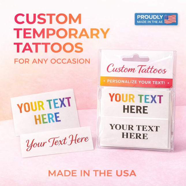SourceToHome FuenteACasa Temporary Tattoos with Your Text – Personalized Fake Tattoo — Home & Lifestyle