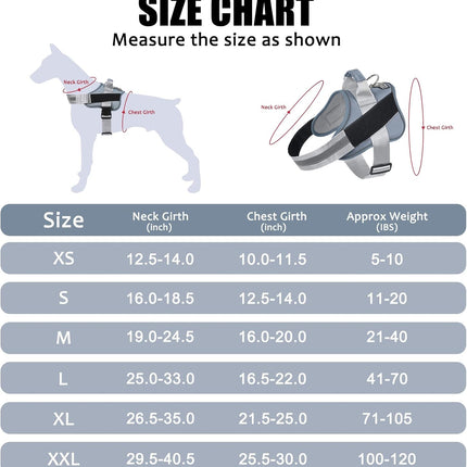 No-Pull Reflective Dog Vest Harness with Handle, Blue, S