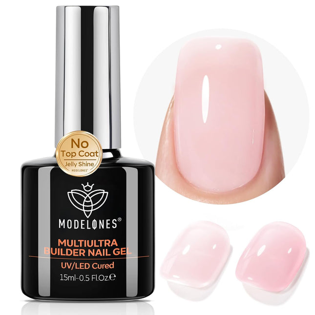 Builder Nail Gel in Nude Pink Glossy Jelly Finish