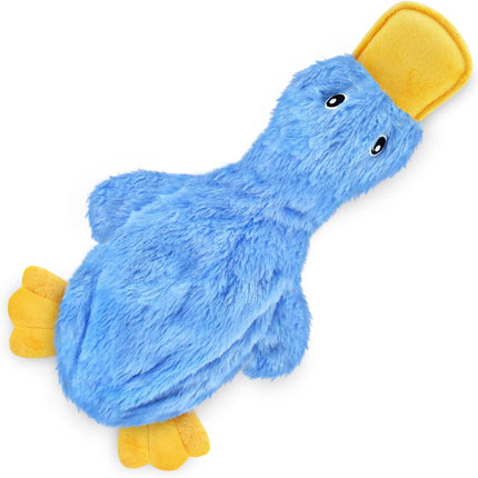 Interactive Squeaky Dog Chew Toy - Blue Crinkle Duck, Large