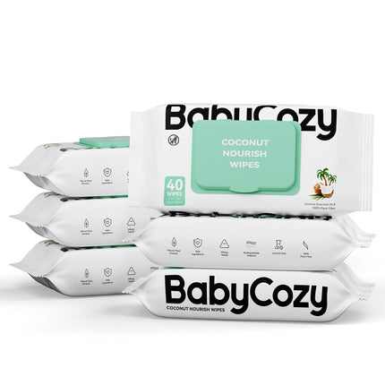 Baby Cozy Baby Wipes Cleansing & Moisturizing 2-in-1 Formula - 6 Packs with 40 Wipes Per Pack -- 240 Wipes