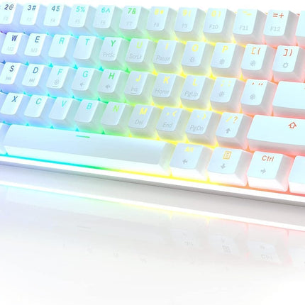 61-Key Mechanical Gaming Keyboard with RGB Backlighting - White, Optical Brown