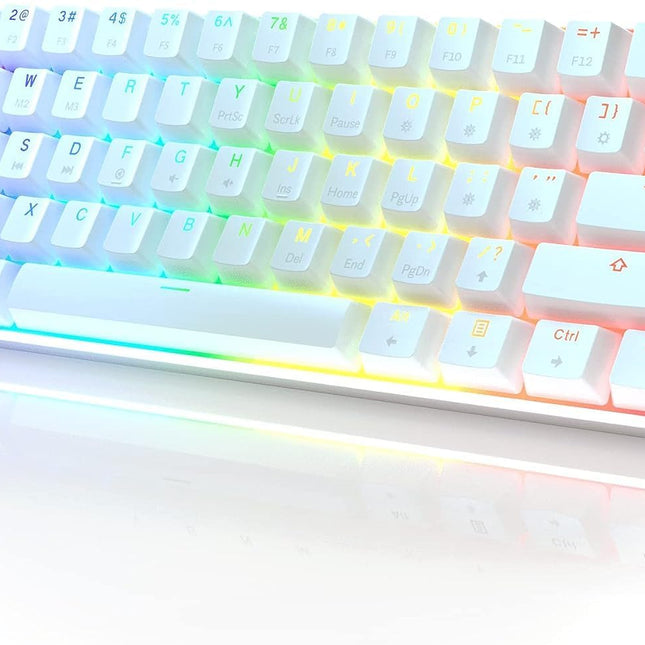 61-Key Mechanical Gaming Keyboard with RGB Backlighting - White, Optical Brown