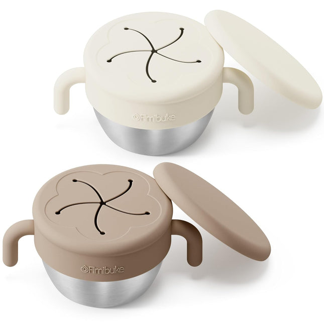12 oz Spill-Proof Stainless Steel Snack Containers for Toddlers and Kids, 2 Pack