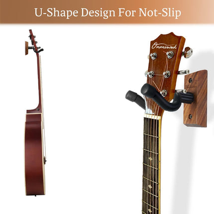 Guitar Wall Mount 2 Pack, Black Walnut Wood Guitar Hanger