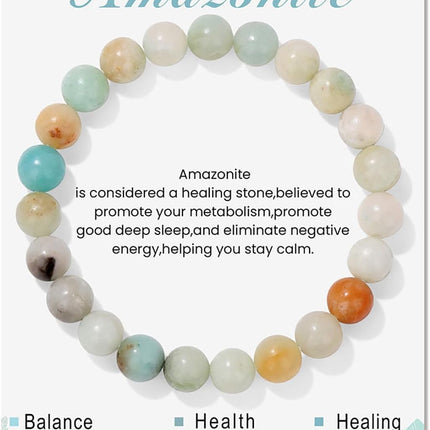 8mm Healing Crystal Bracelet, Natural Stone, Stretch Beaded