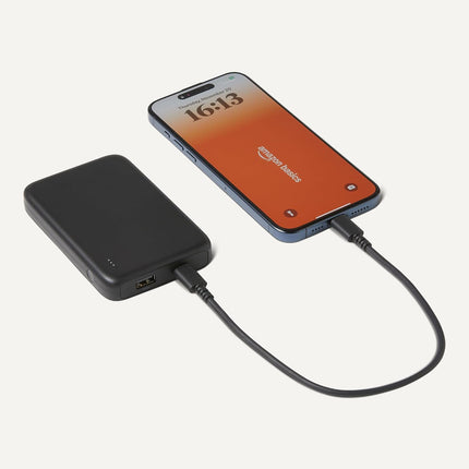 Slim Portable Charger Power Bank with LED Display, 10,000 mAh, Black