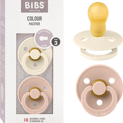 Blush/Ivory Natural Rubber Baby Pacifier Set, 0+ Months
