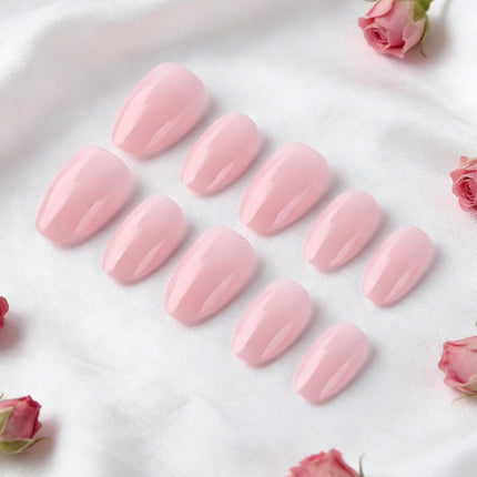 PawHaven RefugioPata Light Pink Press On Nails Short Almond Fake Nails Solid Color Glossy Full — Pet Supplies
