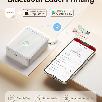 White Bluetooth Thermal Label Maker Machine with 1 Label Tape