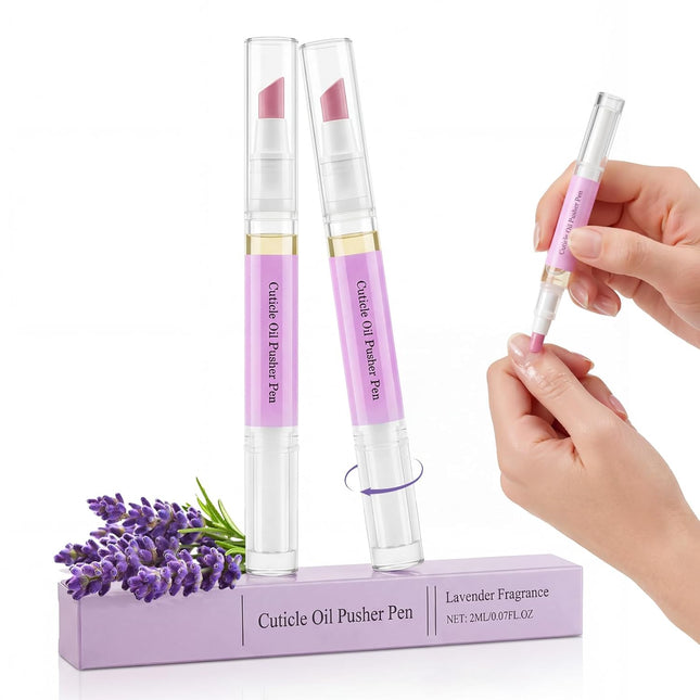 2-Piece 2-in-1 Ceramic Cuticle Remover and Oil Pusher Pen Set