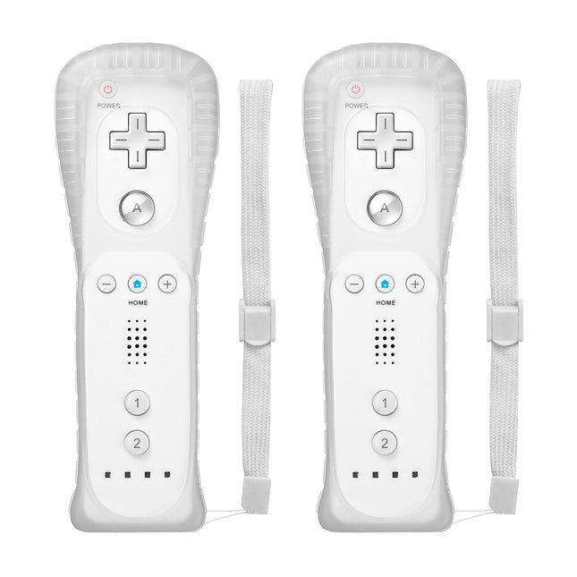 White Wireless Remote Controller 2-Pack with Wrist Straps and Silicone Cases