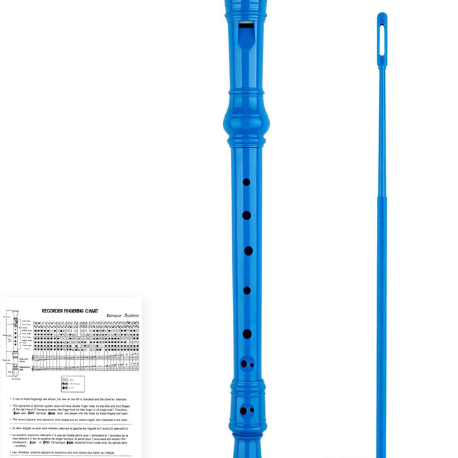 8-Hole Soprano Descant Recorder, Baroque Style, with Cleaning Rod & Case Bag