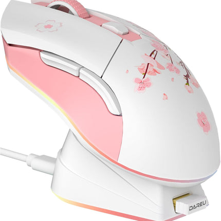 Sakura Pink Wireless Gaming Mouse with Charging Dock