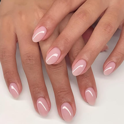 PawHaven RefugioPata Light Pink Press On Nails Short Almond Fake Nails Solid Color Glossy Full — Pet Supplies