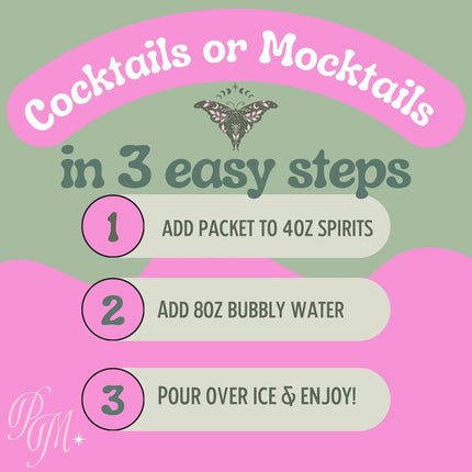 Practical Magic Sparkly Cocktail Mixers Variety Pack w/ Edible Glitter for Drinks, Makes 16 Craft Mix Midnight Margarita & Moon Magic Martinis, Shimmer Pearlescent Luster Dust, Non-Alcoholic Mocktails