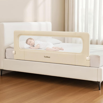 Folding Toddler Bed Rail Guard, Khaki, 59 in x 21.6 in