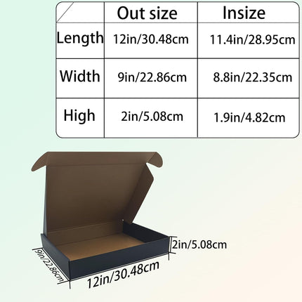 12x9x2 Black Shipping Boxes Set of 24