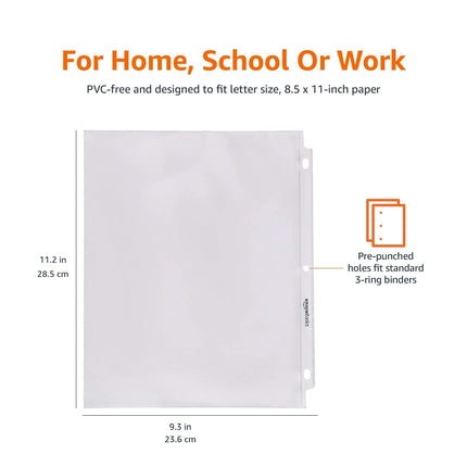 Clear Heavyweight Sheet Protectors for 3-Ring Binder, Letter Size, 100-Pack