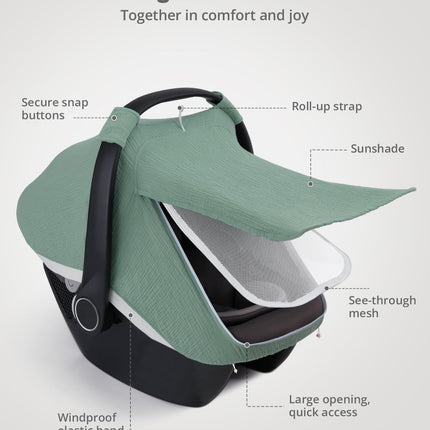 Roman Green Baby Car Seat Cover with Mesh Window
