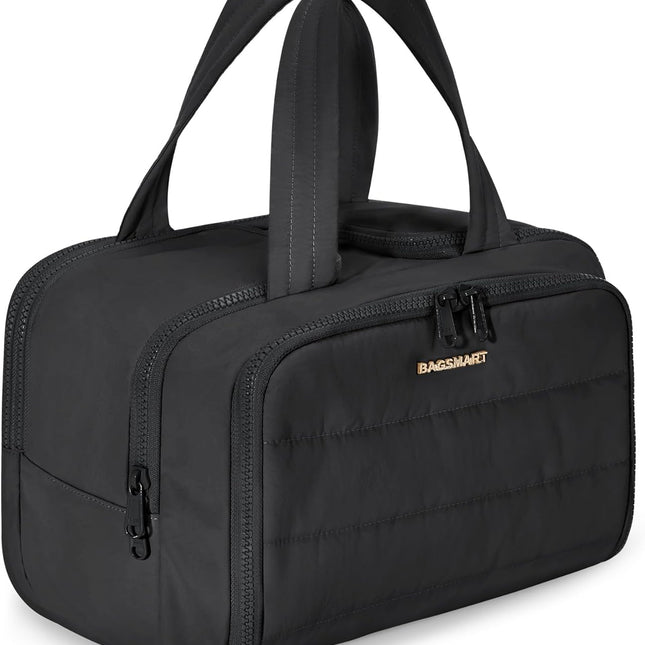 Lightweight Large Wide-Open Travel Toiletry Bag in Black