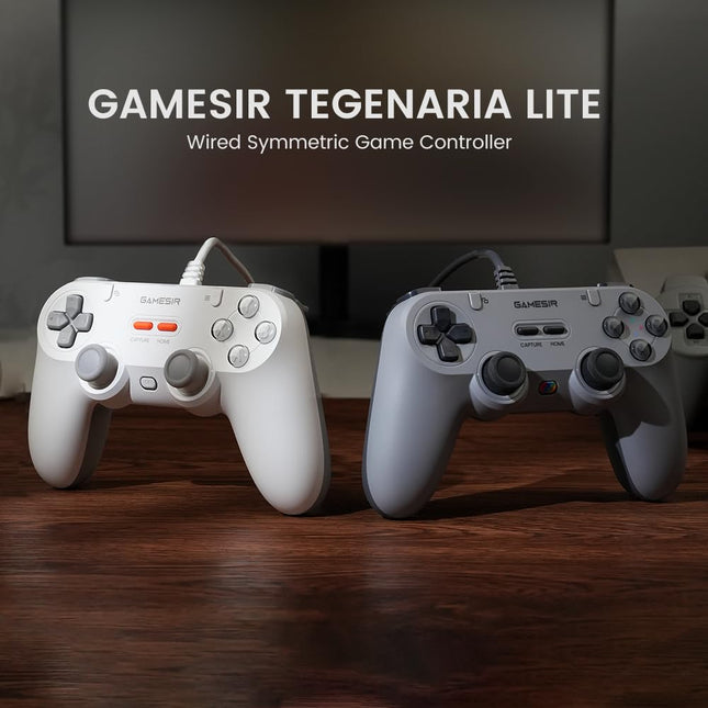 Retro Gray Wired Game Controller with Hall Effect Sticks