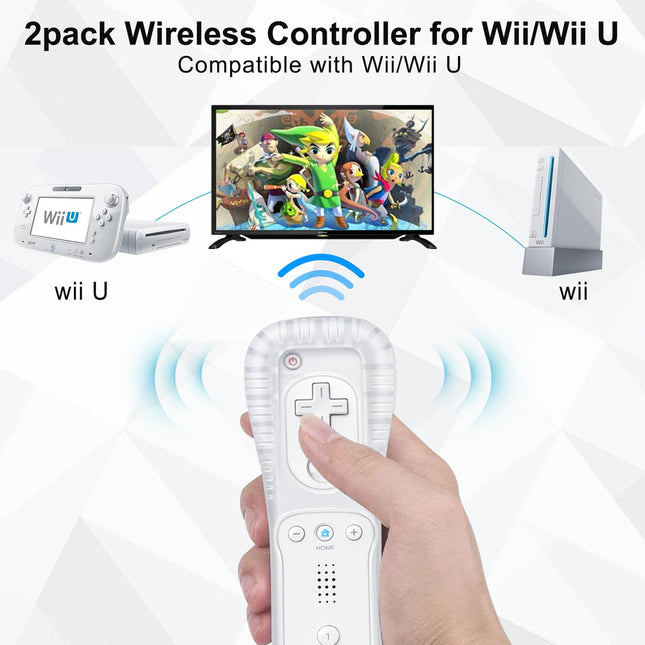 White Wireless Remote Controller 2-Pack with Wrist Straps and Silicone Cases
