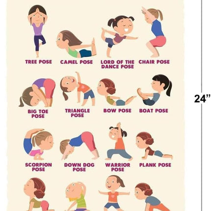 VitalEdge FiloVital Kids Yoga Poster Kid Chakra With Poses For Children Exercise Posters — Fitness & Training