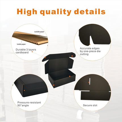 50 Pack Black 6 x 4 x 2 in Corrugated Shipping Boxes