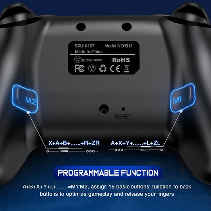 Wireless Switch Controller with Programmable Back Buttons
