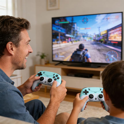 MWCG Wireless LED Controller for PS5, Compatible with PS5 Pro/Slim/PC, Dual Vibration, Modded Function, 8 Light Modes, 3.5mm Audio Jack, 6-Axis Motion Contro Gamepad with Speaker