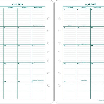 Original Two-Page-Per-Day Planner Refill, Ring-Bound Classic, Apr 2026-Mar 2027