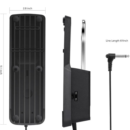 Universal Keyboard Sustain Pedal with Polarity Switch and 1/4-Inch Plug